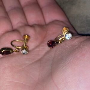 Elegant Gold and Red Drop Earrings